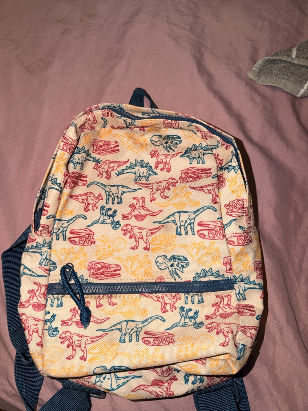 Source Unknown Kids Dinosaur Backpack - Cream with Red, Blue & Yellow
